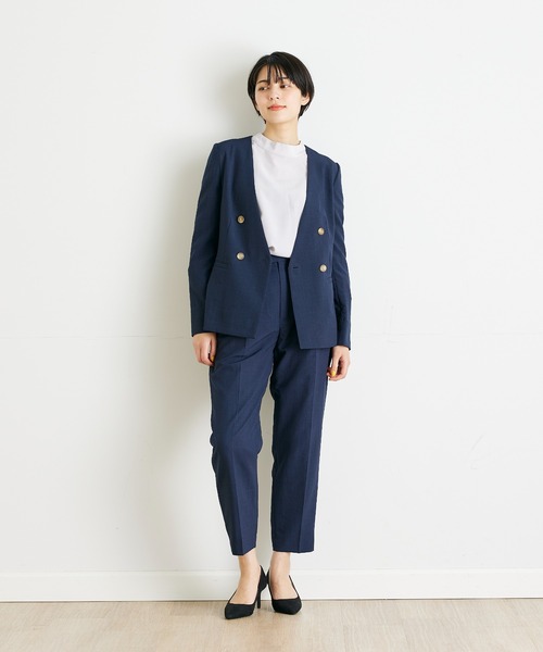 INED CLARO（イネドクラロ）の「【洗えるセットアップ】リネンライクメランジパンツ（スーツパンツ・レディース・ネイビー/モカ・7号/9号/11号）」の10枚目の写真