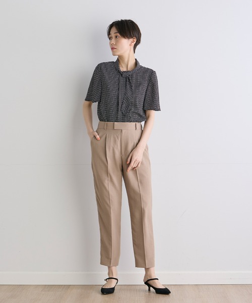 INED CLARO（イネドクラロ）の「【洗えるセットアップ】リネンライクメランジパンツ（スーツパンツ・レディース・ネイビー/モカ・7号/9号/11号）」の21枚目の写真