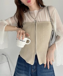 Wジップ ニット ビスチェ