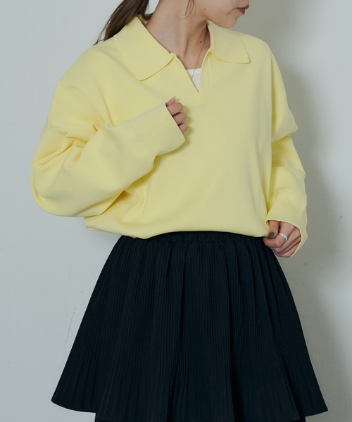 COLONY 2139(コロニートゥーワンスリーナイン)の「エステルヤーン衿付スキッパー(ニット/セーター・レディース・イエロー/ブラック/グレー・FREE)」の16枚目の写真