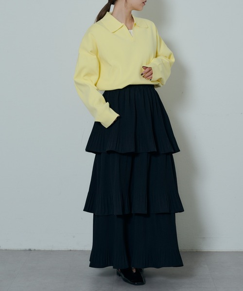 COLONY 2139(コロニートゥーワンスリーナイン)の「エステルヤーン衿付スキッパー(ニット/セーター・レディース・イエロー/ブラック/グレー・FREE)」の14枚目の写真