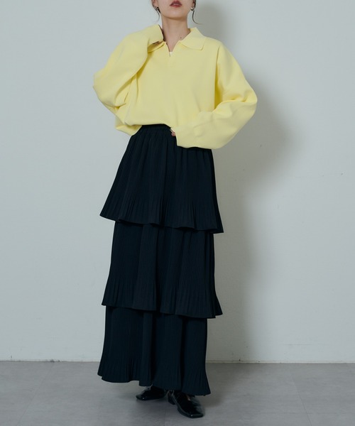 COLONY 2139(コロニートゥーワンスリーナイン)の「エステルヤーン衿付スキッパー(ニット/セーター・レディース・イエロー/ブラック/グレー・FREE)」の11枚目の写真