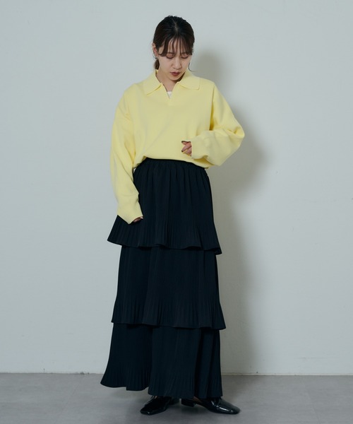 COLONY 2139(コロニートゥーワンスリーナイン)の「エステルヤーン衿付スキッパー(ニット/セーター・レディース・イエロー/ブラック/グレー・FREE)」の10枚目の写真