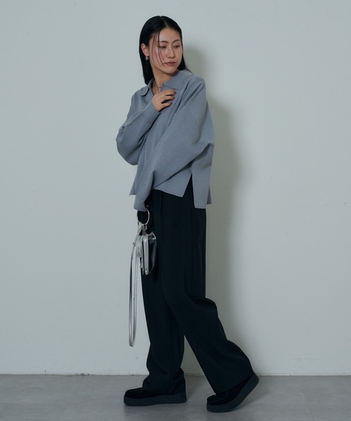 COLONY 2139(コロニートゥーワンスリーナイン)の「エステルヤーン衿付スキッパー(ニット/セーター・レディース・イエロー/ブラック/グレー・FREE)」の19枚目の写真