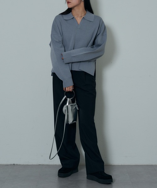 COLONY 2139(コロニートゥーワンスリーナイン)の「エステルヤーン衿付スキッパー(ニット/セーター・レディース・イエロー/ブラック/グレー・FREE)」の18枚目の写真