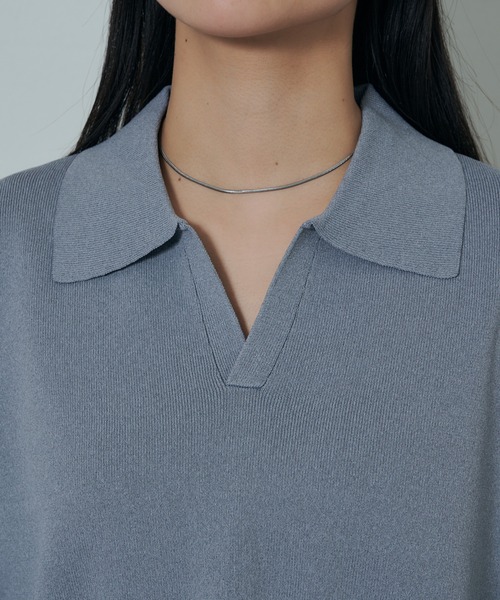 COLONY 2139(コロニートゥーワンスリーナイン)の「エステルヤーン衿付スキッパー(ニット/セーター・レディース・イエロー/ブラック/グレー・FREE)」の6枚目の写真