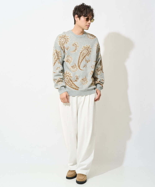 a.v.v（アーヴェヴェ）の「【大人トレンド】柄ジャカードワイドシルエットニット（ニット/セーター・メンズ・ダークインディゴブルー/ホワイト/グレー・46/48）」の5枚目の写真