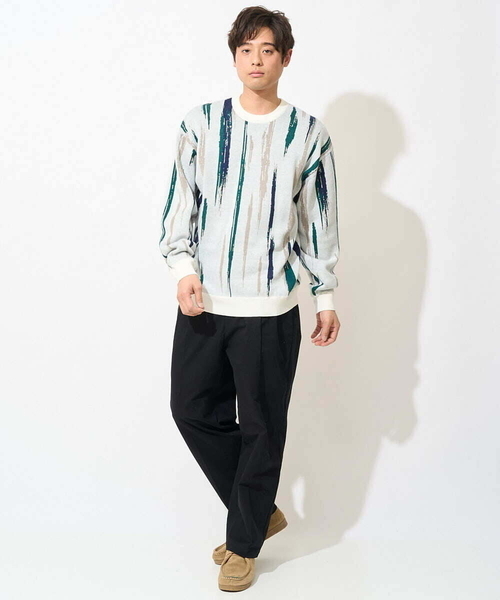 a.v.v（アーヴェヴェ）の「【大人トレンド】柄ジャカードワイドシルエットニット（ニット/セーター・メンズ・ダークインディゴブルー/ホワイト/グレー・46/48）」の7枚目の写真