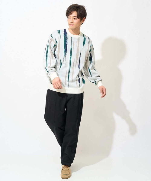 a.v.v（アーヴェヴェ）の「【大人トレンド】柄ジャカードワイドシルエットニット（ニット/セーター・メンズ・ダークインディゴブルー/ホワイト/グレー・46/48）」の8枚目の写真