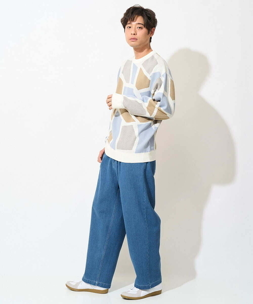 a.v.v（アーヴェヴェ）の「【大人トレンド】柄ジャカードワイドシルエットニット（ニット/セーター・メンズ・ダークインディゴブルー/ホワイト/グレー・46/48）」の10枚目の写真