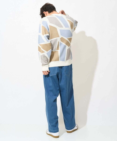 a.v.v（アーヴェヴェ）の「【大人トレンド】柄ジャカードワイドシルエットニット（ニット/セーター・メンズ・ダークインディゴブルー/ホワイト/グレー・46/48）」の12枚目の写真