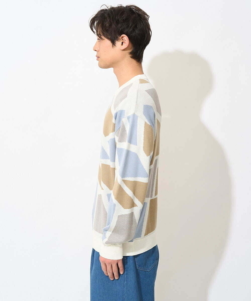 a.v.v（アーヴェヴェ）の「【大人トレンド】柄ジャカードワイドシルエットニット（ニット/セーター・メンズ・ダークインディゴブルー/ホワイト/グレー・46/48）」の19枚目の写真