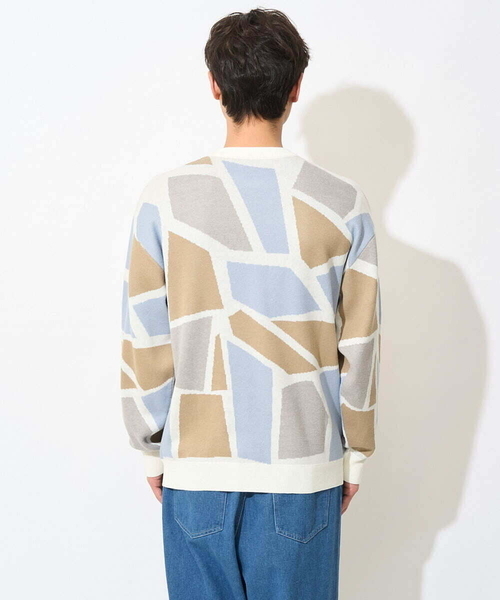 a.v.v（アーヴェヴェ）の「【大人トレンド】柄ジャカードワイドシルエットニット（ニット/セーター・メンズ・ダークインディゴブルー/ホワイト/グレー・46/48）」の20枚目の写真