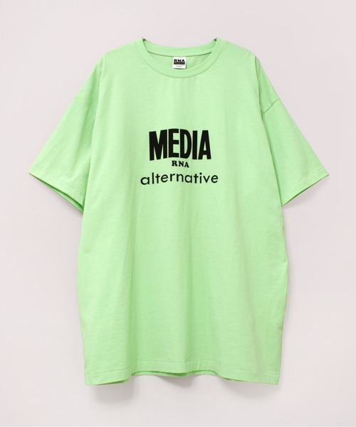 RNA アールエヌエー 半袖Tシャツ ニコちゃん ハート 落書き グリーン RNA - RNA アールエヌエー 半袖Tシャツ ニコちゃん ハート 落書き