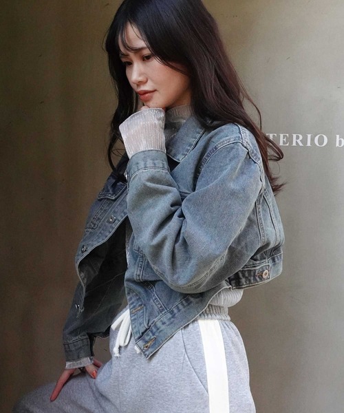 CORNERS(コーナーズ)の「デニムショートジャケット(デニムジャケット・レディース・ブルー・M)」の7枚目の写真