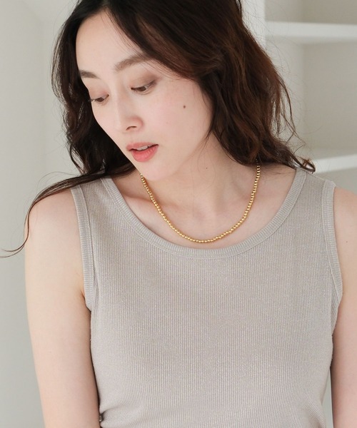 Elura（エルーラ）の「ラメタンクトップ／105302（Tシャツ/カットソー・レディース・ベージュ/ホワイト/ライトグレー/シルバー/ピンクベージュ/ブラック/ライトブルー・LARGE/MEDIUM）」の5枚目の写真