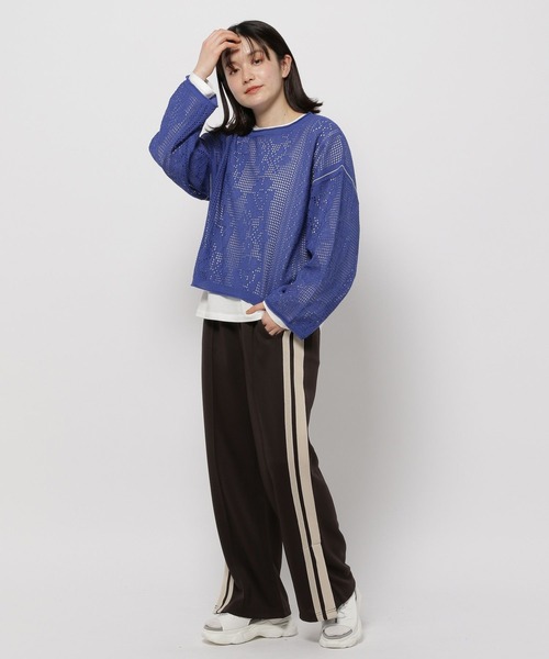 niko and...（ニコアンド）の「ラメサイドラインパンツ（その他パンツ・レディース・アイボリー/チャコール/ネイビー・MEDIUM/LONG）」の5枚目の写真