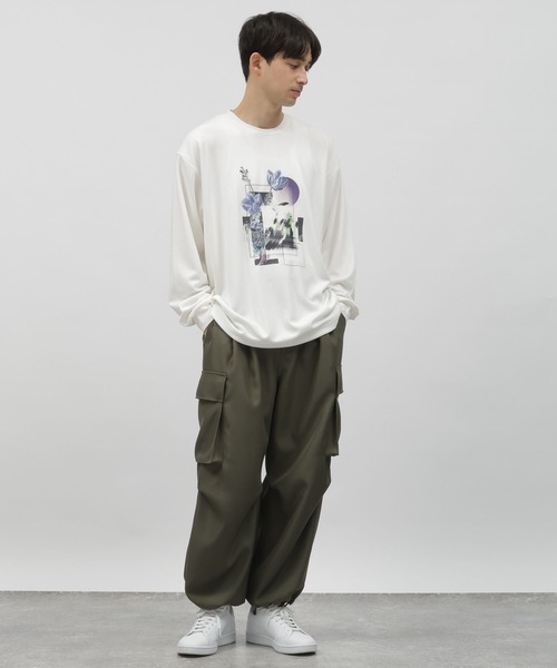 LAKOLE（ラコレ）の「フラワーグラフィック長袖T / 109213（Tシャツ/カットソー・メンズ・ホワイト/ブラック/ライトブルー・MEDIUM/LARGE）」の4枚目の写真