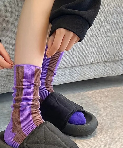 Port（ポート）の「【 Port / ポート 】 マルチカラー ストライプ デザイン ソックス #（ソックス/靴下・レディース・ピンク/ブルー/ブラック/オレンジ/パープル/グレー/ブラック系その他/ワインレッド/レッド/パープル系その他・FREE）」の5枚目の写真