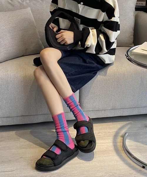 Port（ポート）の「【 Port / ポート 】 マルチカラー ストライプ デザイン ソックス #（ソックス/靴下・レディース・ピンク/ブルー/ブラック/オレンジ/パープル/グレー/ブラック系その他/ワインレッド/レッド/パープル系その他・FREE）」の13枚目の写真