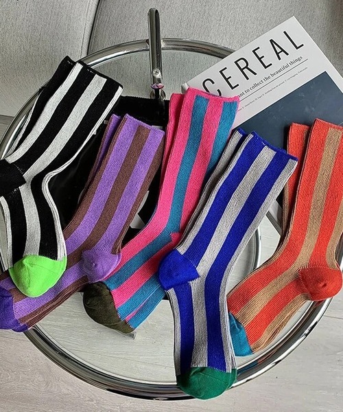 Port（ポート）の「【 Port / ポート 】 マルチカラー ストライプ デザイン ソックス #（ソックス/靴下・レディース・ピンク/ブルー/ブラック/オレンジ/パープル/グレー/ブラック系その他/ワインレッド/レッド/パープル系その他・FREE）」の16枚目の写真