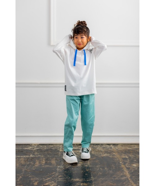 F.P（エフピー）の「ドライタッチ天竺フード付きロンＴ（Tシャツ/カットソー・キッズ・ホワイト/ブラック・140cm/150cm/160cm/170cm/130cm）」の6枚目の写真