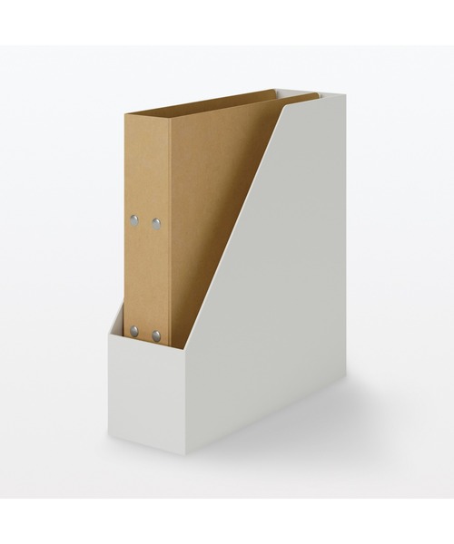 無印良品（ムジルシリョウヒン）の「再生ポリプロピレン入りスタンドファイルボックス　　約幅１０×奥行２７．６×高さ３１．８ｃｍ（収納グッズ・メンズ・ライトグレー系6・FREE）」の4枚目の写真