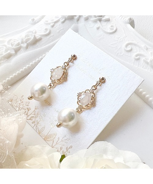 tone(トーン)の「【Arivenalice】ジルコニアパール ピアス(MA)(ピアス(両耳用)・レディース・ホワイト・FREE)」の2枚目の写真