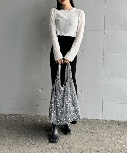 LVEU.(ラブユ.)の「【LVEU.】スパンコールマルシェバッグ / バッグ BAG 鞄 エコバッグ トート スパンコール ベロア ブラック グレー ミックス マルチ ZOZOTOWN限定(エコバッグ/サブバッグ・レディース・マルチ/ブラック/グレー・FREE)」の10枚目の写真