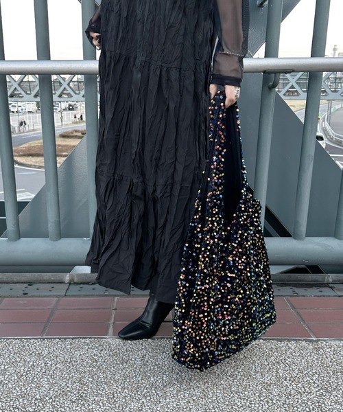 LVEU.(ラブユ.)の「【LVEU.】スパンコールマルシェバッグ / バッグ BAG 鞄 エコバッグ トート スパンコール ベロア ブラック グレー ミックス マルチ ZOZOTOWN限定(エコバッグ/サブバッグ・レディース・マルチ/ブラック/グレー・FREE)」の15枚目の写真