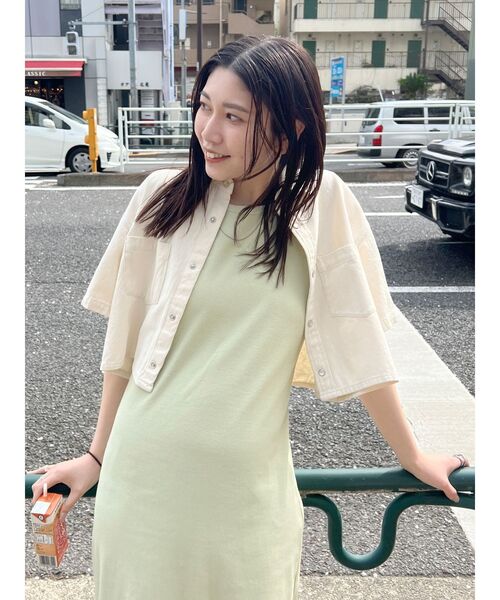 Ungrid オーガビッツテレコフィットワンピース　アイボリー　s セール】オーガビッツテレコフィットワンピース（ワンピース