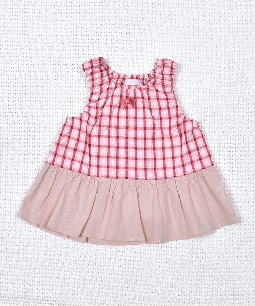 【セール】リップルチェックチュニック (70~90cm)（その他ベビーウェア）｜fillot de bebe reduction（フィヨデュベベルダクティオン）