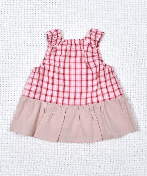 【セール】リップルチェックチュニック (70~90cm)（その他ベビーウェア）｜fillot de bebe reduction（フィヨデュベベルダクティオン）