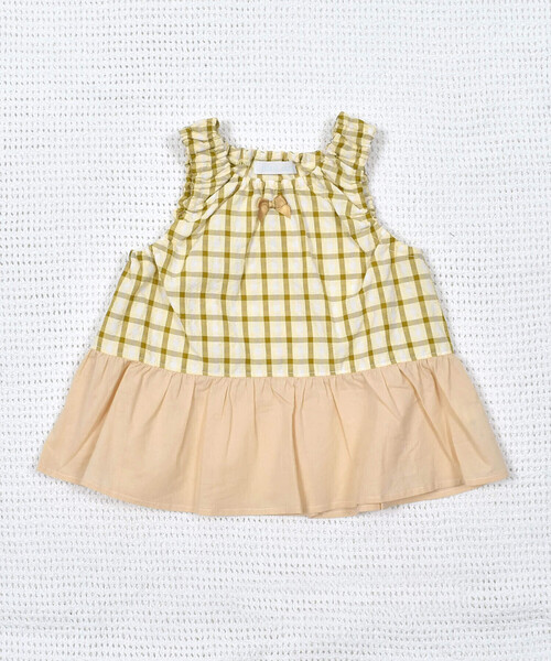 【セール】リップルチェックチュニック (70~90cm)（その他ベビーウェア）｜fillot de bebe reduction（フィヨデュベベルダクティオン）