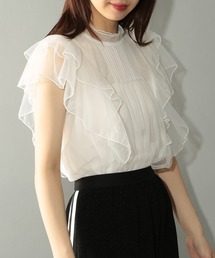 MAISON BREEZE reveur | 【MAISON BREEZE reveur】フリルピンタックシアーブラウス 結婚式 二次会 パーティー セレモニー フォーマル ビジネス オフィス オケージョン trc(シャツ/ブラウス)