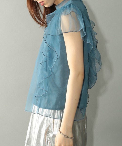 メゾンブリーズレヴール MAISON BREEZE reveur 【MAISON BREEZE reveur】チュール フリル フレア ノースリーブ メゾンブリーズレヴール MAISON BREEZE reveur 【MAISON BREEZE
