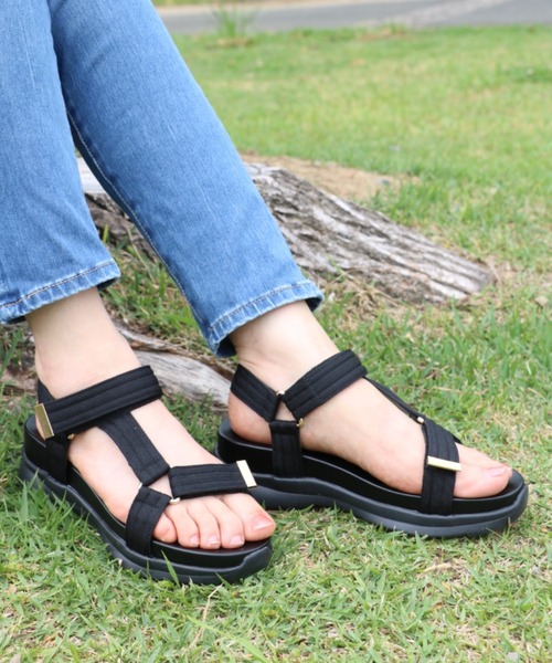 HEAL ME（ヒールミー）の「HEAL ME ヒールミー レディース 厚底スポーツサンダル 224301（サンダル・レディース・ブラック/ベージュ・LL/M/L/S）」の5枚目の写真