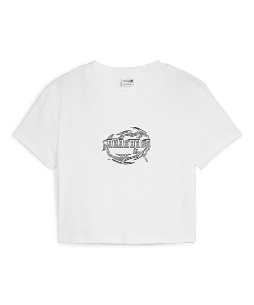 PUMA(プーマ)の「PUMA プーマ ウィメンズ グラフィックス ハイパー ガール 半袖 Tシャツ(Tシャツ/カットソー・レディース・ブラック/ブルー系その他/ホワイト/ピンク・MEDIUM/LARGE/X-SMALL/SMALL)」の1枚目の写真