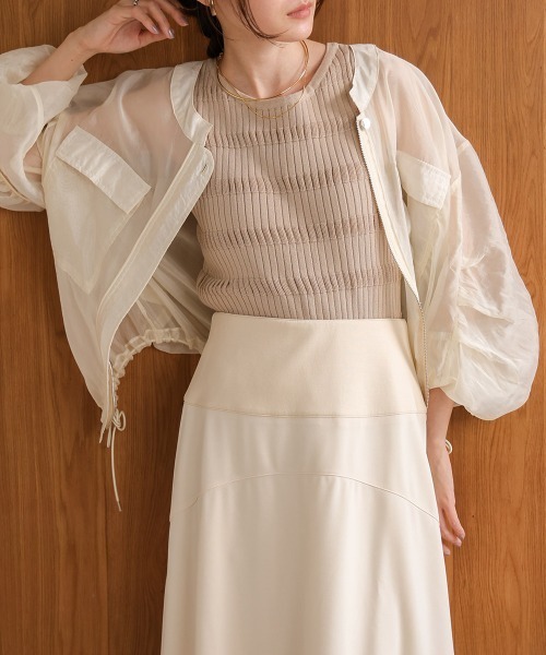 Bab（バブ）の「ニットリブ編みタンクトップ（タンクトップ・レディース・ベージュ/ライトグリーン/チャコールグレー/アイボリー・FREE）」の16枚目の写真