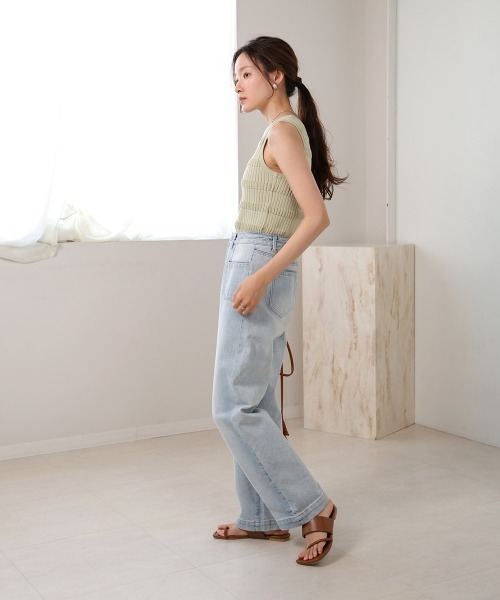 Bab（バブ）の「ニットリブ編みタンクトップ（タンクトップ・レディース・ベージュ/ライトグリーン/チャコールグレー/アイボリー・FREE）」の13枚目の写真