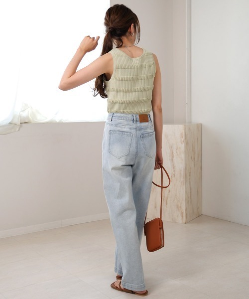 Bab（バブ）の「ニットリブ編みタンクトップ（タンクトップ・レディース・ベージュ/ライトグリーン/チャコールグレー/アイボリー・FREE）」の5枚目の写真