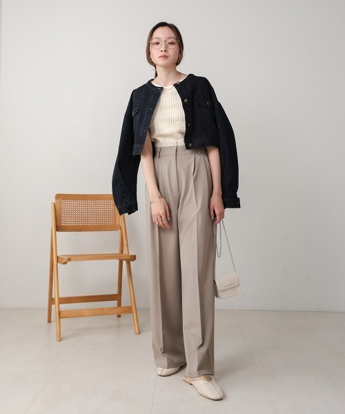 Bab（バブ）の「ニットリブ編みタンクトップ（タンクトップ・レディース・ベージュ/ライトグリーン/チャコールグレー/アイボリー・FREE）」の8枚目の写真