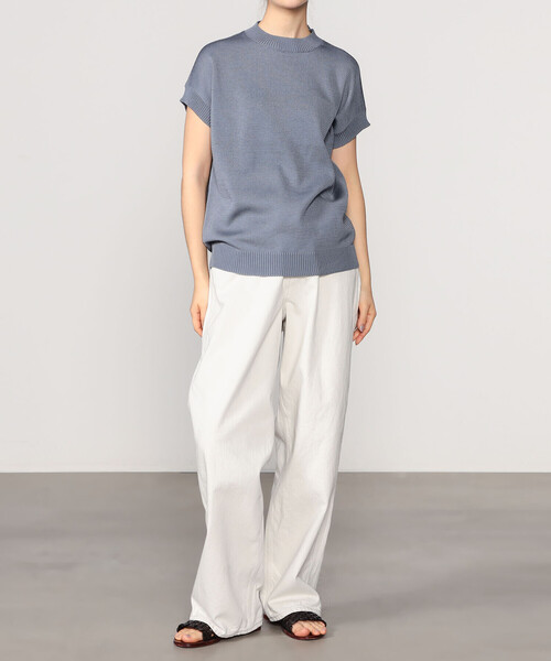 THIBAULT VAN DER STRAETE（ティボー・ヴァン・ダル・ストラット）の「THIBAULT VAN DER STRAETE | コットン モックネックニットプルオーバー WOMEN（ニット/セーター・レディース・ベージュ/ライトブルー・S）」の5枚目の写真