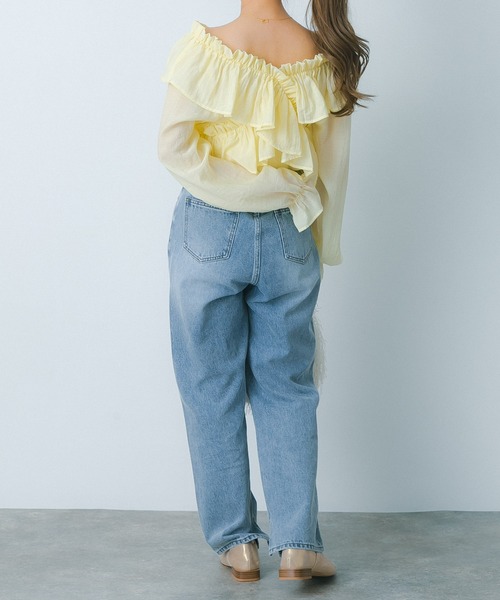 HEYUMM(ヘユム)の「2WAYクロスフリルブラウス(シャツ/ブラウス・レディース・イエロー/チャコールグレー/オフホワイト・ONE)」の13枚目の写真