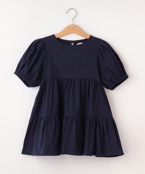 SHOO・LA・RUE（シューラルー）の「◆【110-140cm】フレンチリネンブレンド ティアードチュニック（チュニック・キッズ・ホワイト/ブラック系1/ネイビー/ブルー系その他3・11/12/13/14）」の3枚目の写真