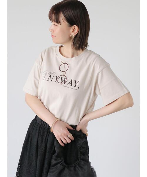 Lugnoncure(ルノンキュール)の「メガネ刺繍Tシャツ(Tシャツ/カットソー・レディース・チャコールグレー/オフホワイト/サックスブルー/ベージュ・F)」の1枚目の写真