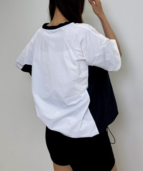 INGNI(イング)の「裾ドロストナイロンチュニックトップス/A(その他トップス・レディース・ブラック×ホワイト/ピンク系7/ホワイト×ブラック・M)」の6枚目の写真