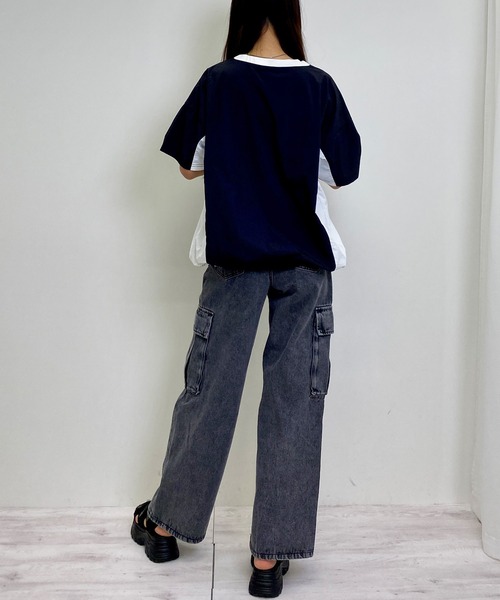 INGNI(イング)の「裾ドロストナイロンチュニックトップス/A(その他トップス・レディース・ブラック×ホワイト/ピンク系7/ホワイト×ブラック・M)」の18枚目の写真