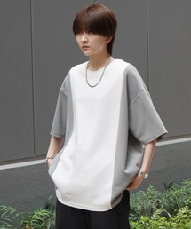 ナチュラルドレープ ビッグシルエット 無地 / 切替 とろみポンチ半袖Tシャツ カットソー【Confirm】