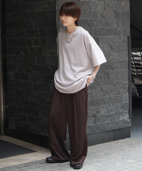 Confirm(コンファーム)の「ナチュラルドレープ ビッグシルエット 無地 / 切替 とろみポンチ半袖Tシャツ カットソー【Confirm】(Tシャツ/カットソー・メンズ・ミント/ブラック×グレー/ホワイト/ブラック/サックスブルー/ホワイト×ブラック/ホワイト×グリーン/グレー/チャコールグレー・M/L)」の15枚目の写真